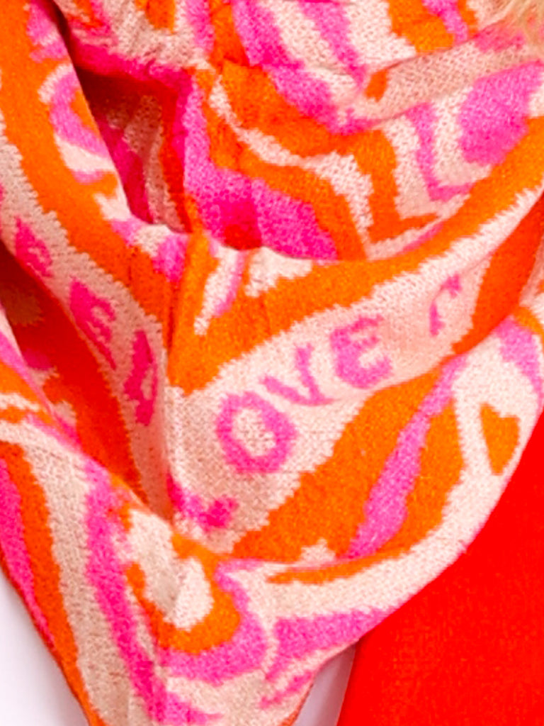 NOVA Dreiecksschal  - orange / pink / wollweiß