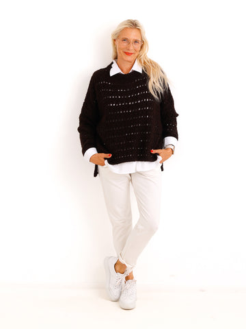 Strickpullover SOLANI – Besonderes Lochmuster & verkürzte Ärmel – Gr. 38–44