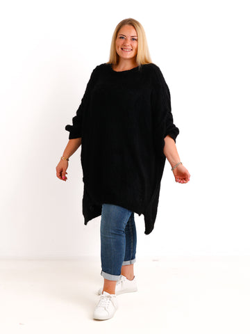 Curvy Pullover VALURA – Extra langer Oversize-Schnitt mit Inside-Out-Nähten – Gr. 44–56