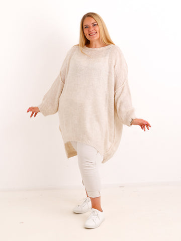 Curvy Pullover VALURA – Extra langer Oversize-Schnitt mit Inside-Out-Nähten – Gr. 44–56