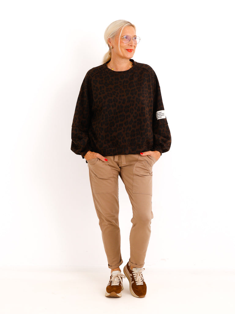 Leo-Sweatshirt NELRIA – elastischer Allover-Print im lockeren Oversize-Look – ca. Gr. 36–42