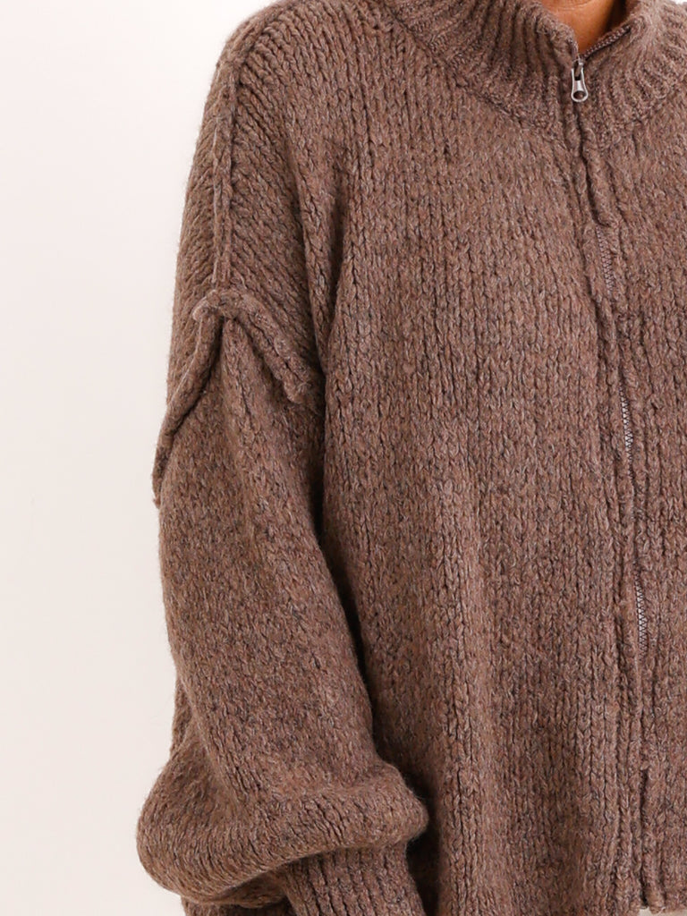 Strickjacke JUVIE – Kuscheliger Zip-Look mit hohem Kragen – Gr. 38–44
