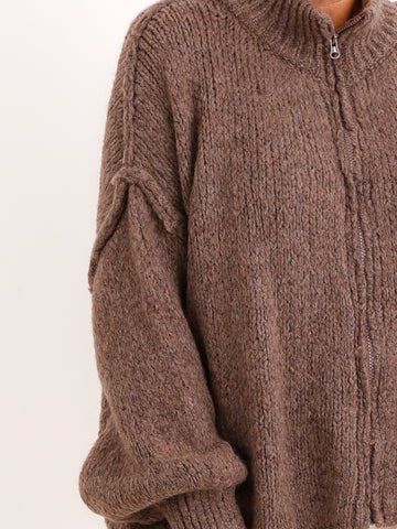 Strickjacke JUVIE – Kuscheliger Zip-Look mit hohem Kragen – Gr. 38–44