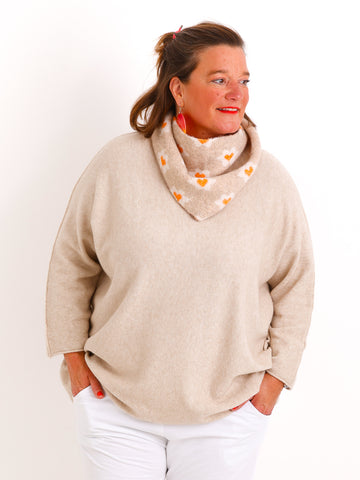 Strick Dreieckstuch ROSALIE.S – Weicher Viskose-Wollmix – Blumenmuster