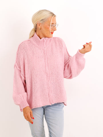 Strickjacke JUVIE – Kuscheliger Zip-Look mit hohem Kragen – Gr. 38–44