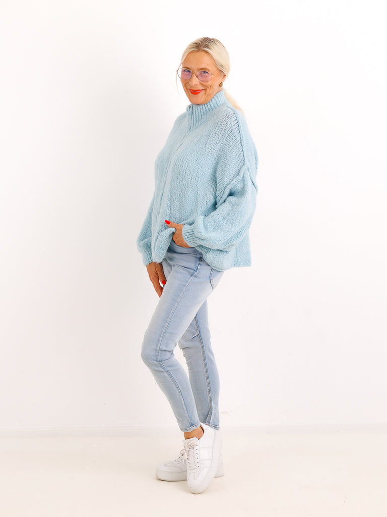 Strickjacke JUVIE – Kuscheliger Zip-Look mit hohem Kragen – Gr. 38–44