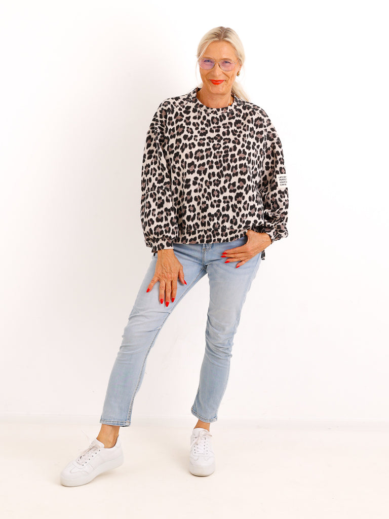 Leo-Sweatshirt NELRIA – elastischer Allover-Print im lockeren Oversize-Look – ca. Gr. 36–42
