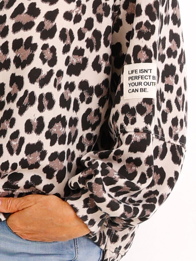 Leo-Sweatshirt NELRIA – elastischer Allover-Print im lockeren Oversize-Look – ca. Gr. 36–42