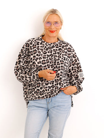 Leo-Sweatshirt NELRIA – elastischer Allover-Print im lockeren Oversize-Look – ca. Gr. 36–42
