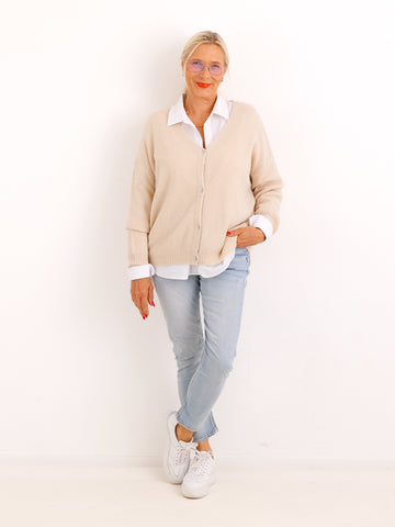 Strickjacke ENELI – Kuscheliger Alpaka-Mix mit Perlmuttknöpfen – Gr. 38–44
