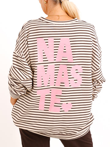 Oversize Sweatshirt MIRETTA – Namaste Statement-Print – Gr. 38–42/44