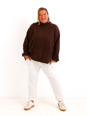 Oversize Pullover AVELIN – Glattstrick mit geripptem Turtleneck – Gr. 44–50