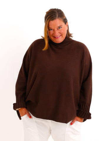 Oversize Pullover AVELIN – Glattstrick mit geripptem Turtleneck – Gr. 44–50