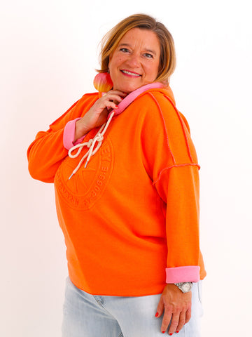 Damen Hoodie SANTEL mit Norderney-3D-Motiv in Orange/Pink – ca. Gr. 38–42