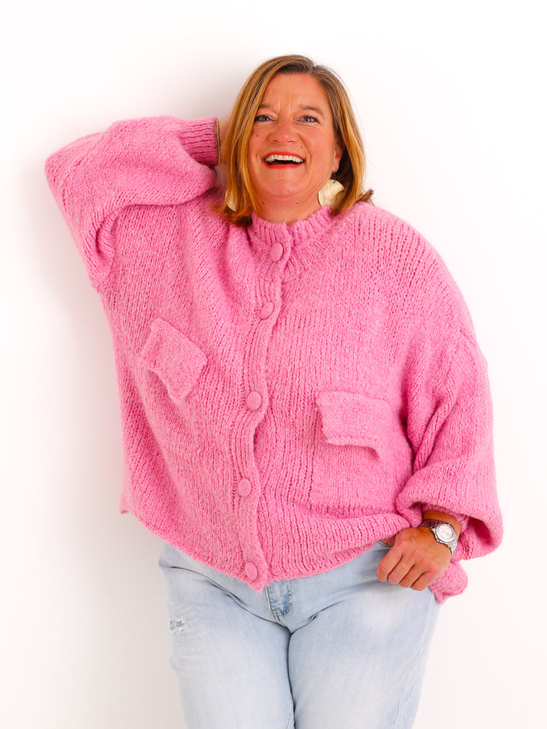 Strickjacke VANELIA – Kuscheliger Uni-Look mit besonderen Strickdetails – Gr. 38–44