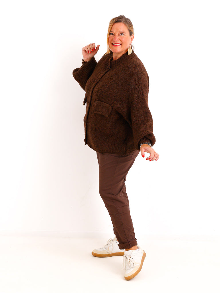 Strickjacke VANELIA – Kuscheliger Uni-Look mit besonderen Strickdetails – Gr. 38–44