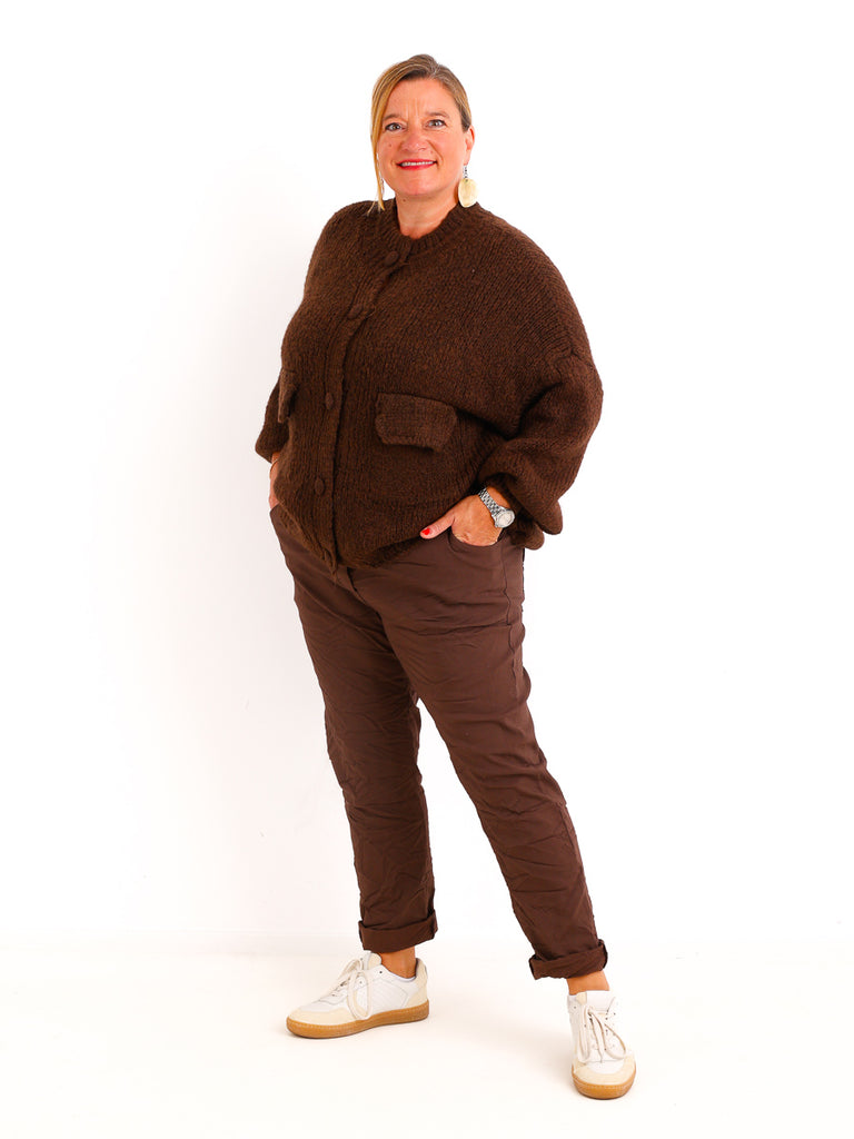 Strickjacke VANELIA – Kuscheliger Uni-Look mit besonderen Strickdetails – Gr. 38–44
