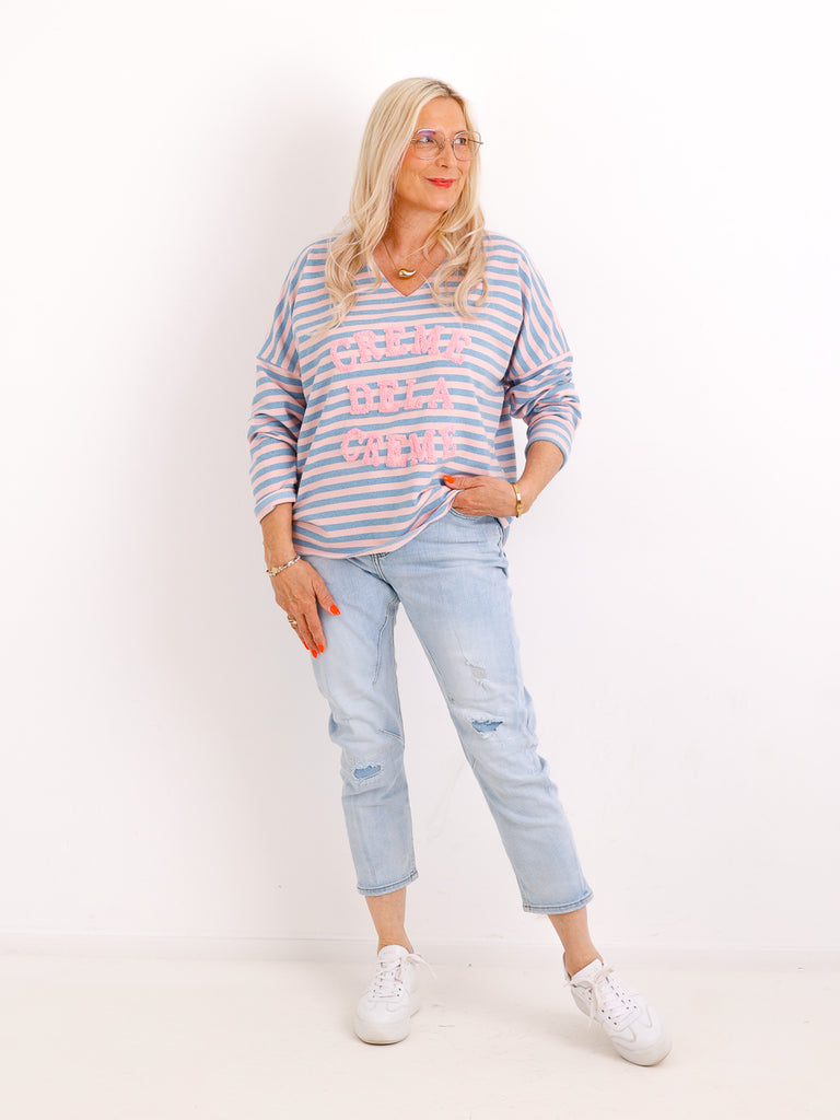 Baumwoll-Sweatshirt SINA.S – Streifen-Look & Print – Gr. 36-44