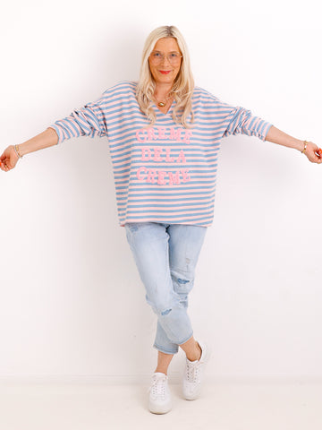 Baumwoll-Sweatshirt SINA.S – Streifen-Look & Print – Gr. 36-44