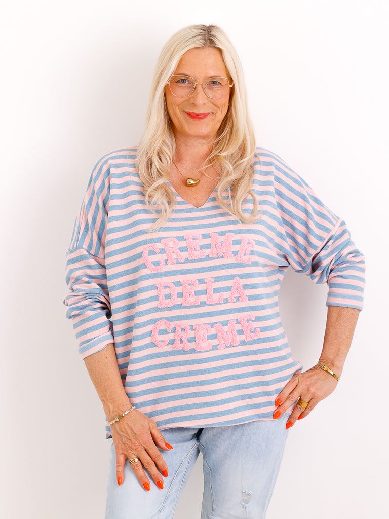 Baumwoll-Sweatshirt SINA.S – Streifen-Look & Print – Gr. 36-44