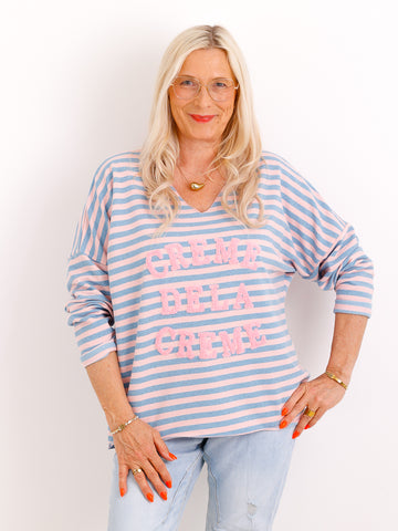 Baumwoll-Sweatshirt SINA.S – Streifen-Look & Print – Gr. 36-44