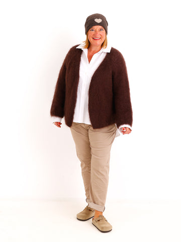 Oversize Mohair Cardigan SERELLE – Flauschiger Statement-Strick mit 80 % Mohair – Gr. 38–46