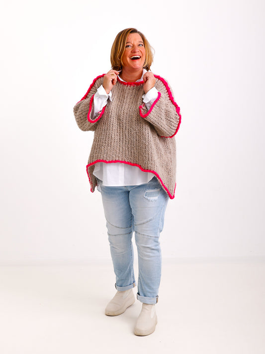 RONDA Oversize Strickpullover - beige/pink