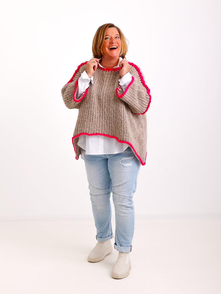 RONDA Oversize Strickpullover - beige/pink