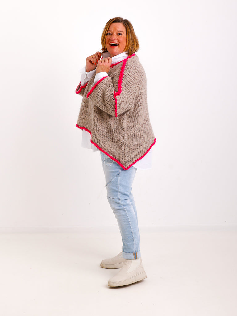 RONDA Oversize Strickpullover - beige/pink