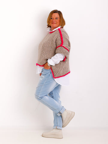 RONDA Oversize Strickpullover - beige/pink