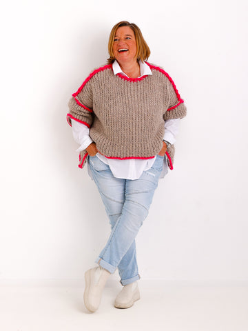 RONDA Oversize Strickpullover - beige/pink