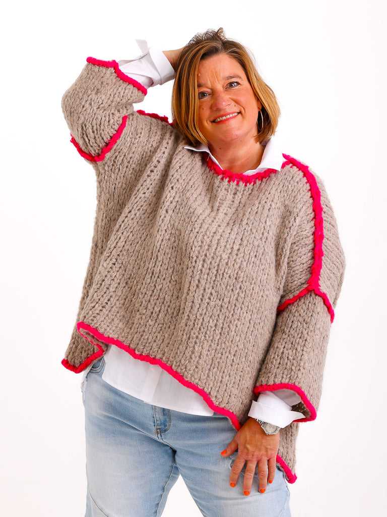 RONDA Oversize Strickpullover - beige/pink