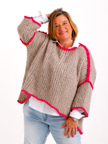 RONDA Oversize Strickpullover - beige/pink