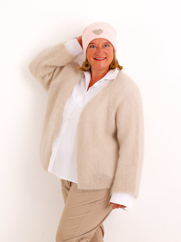 Oversize Mohair Cardigan SERELLE – Flauschiger Statement-Strick mit 80 % Mohair – Gr. 38–46