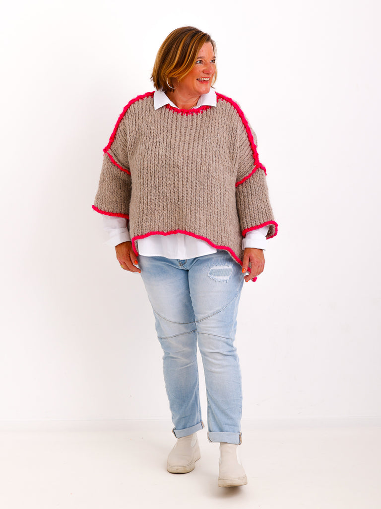 RONDA Oversize Strickpullover - beige/pink