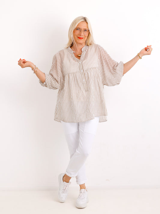 Baumwoll-Tunika BETSY.S – Luftiger Streifen-Look – Gr. 38 bis 46/48