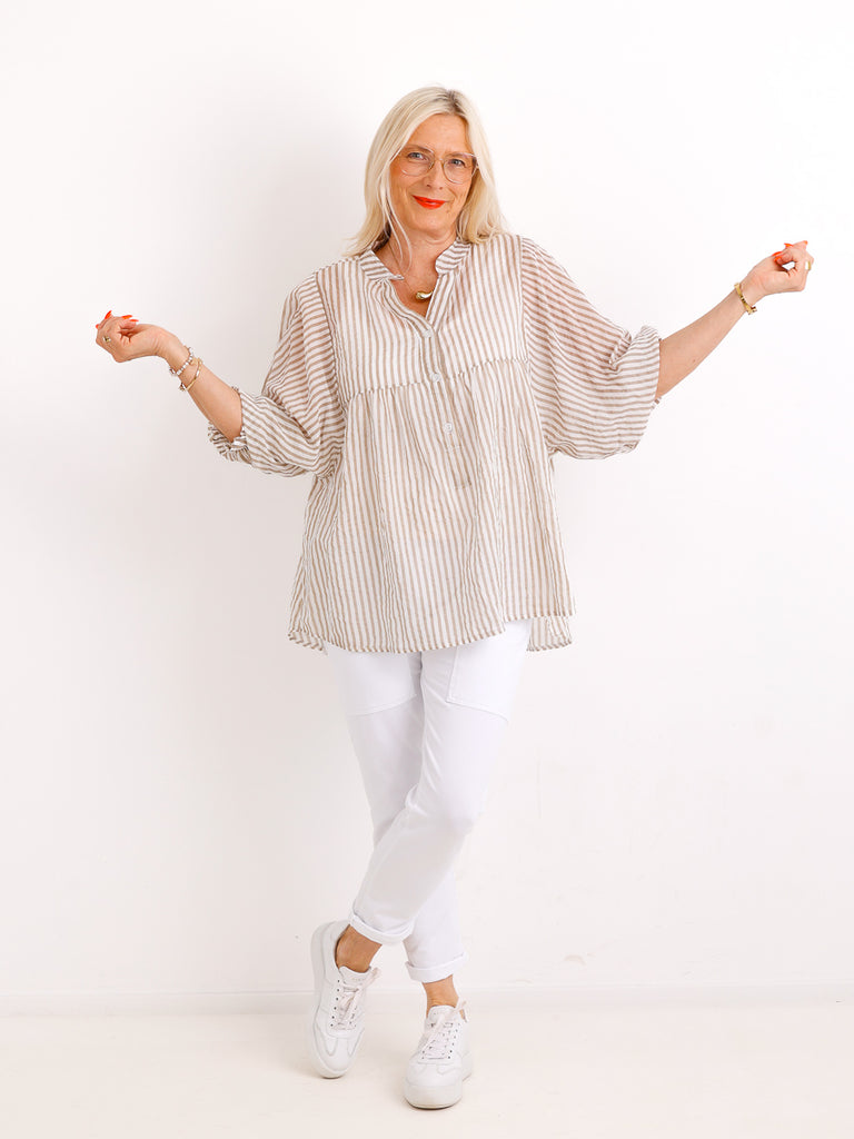 Baumwoll-Tunika BETSY.S – Luftiger Streifen-Look – Gr. 38 bis 46/48