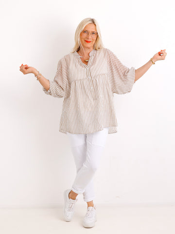 Baumwoll-Tunika BETSY.S – Luftiger Streifen-Look – Gr. 38 bis 46/48