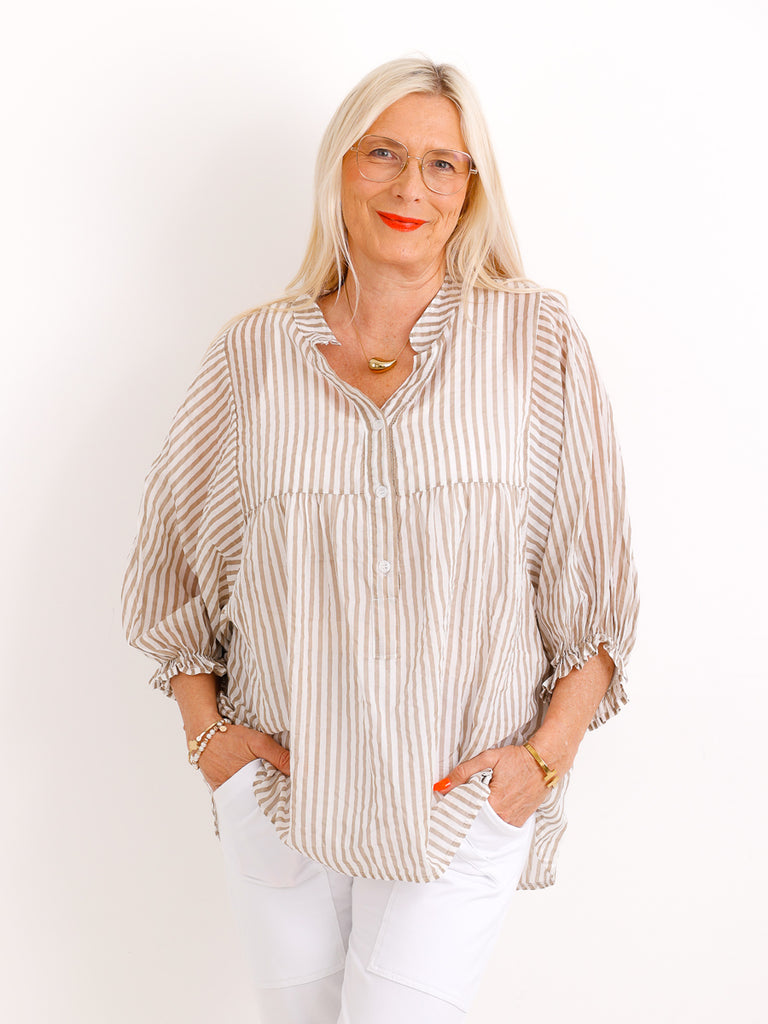Baumwoll-Tunika BETSY.S – Luftiger Streifen-Look – Gr. 38 bis 46/48