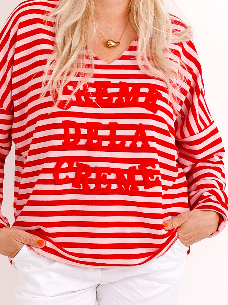 Baumwoll-Sweatshirt SINA.S – Streifen-Look & Print – Gr. 36-44