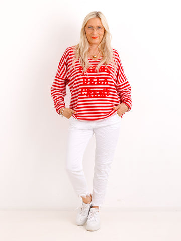 Baumwoll-Sweatshirt SINA.S – Streifen-Look & Print – Gr. 36-44