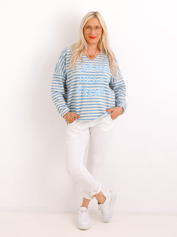 Baumwoll-Sweatshirt SINA.S – Streifen-Look & Print – Gr. 36-44