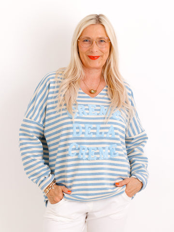 Baumwoll-Sweatshirt SINA.S – Streifen-Look & Print – Gr. 36-44