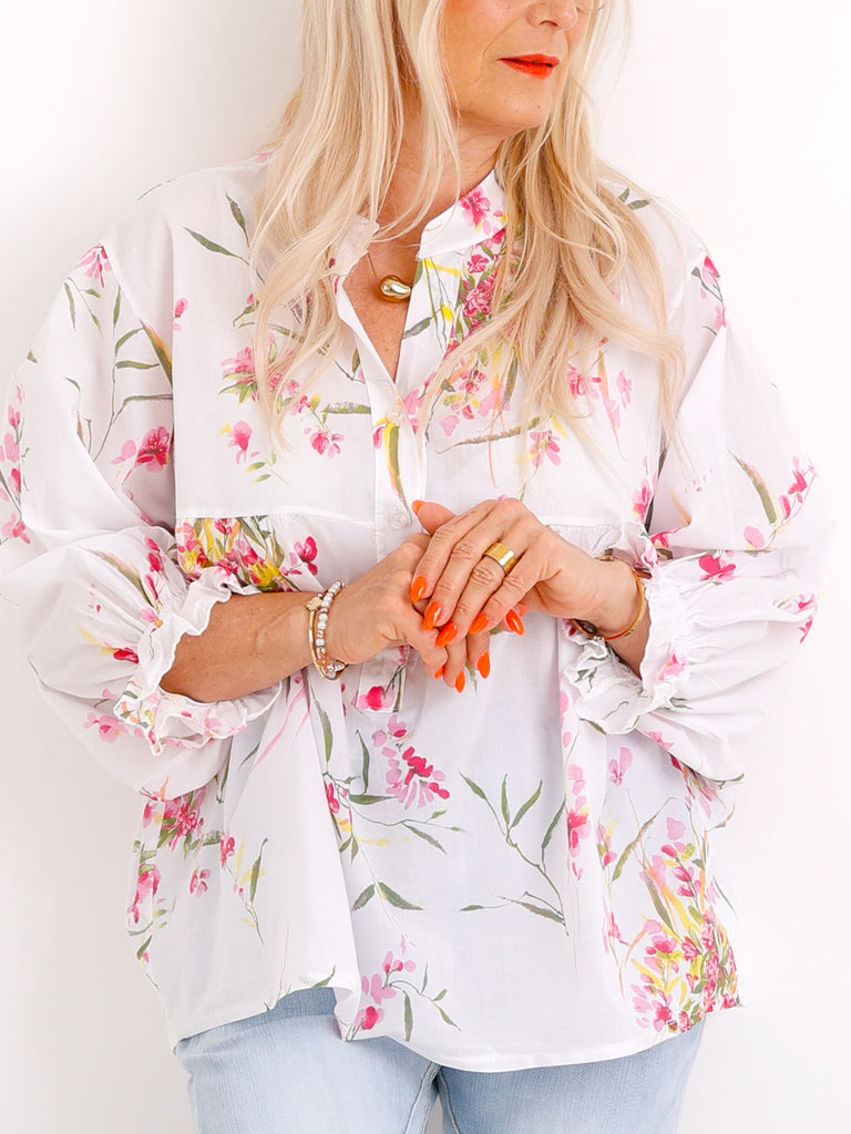Blumen-Bluse JULE.S – Luftiger Baumwoll-Traum – Gr. 38 bis 44/46