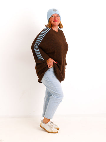 Curvy Size Pullover LUNELL – Extra langer Schnitt mit besonderen Ärmeldetails – Gr. 42–48
