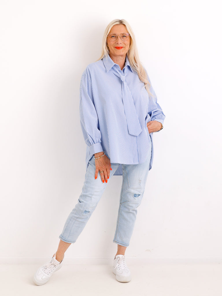 Oversize Bluse MATHILDE.S – gestreift - Baumwolle – Gr. 38-46