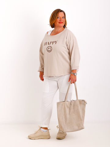 HAPPY Oversize Sweatshirt - beige