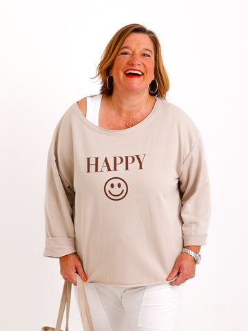 HAPPY Oversize Sweatshirt - beige