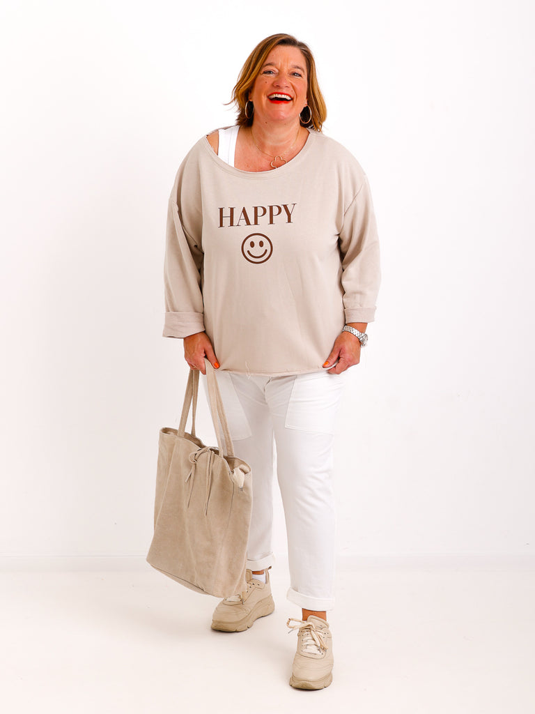 HAPPY Oversize Sweatshirt - beige