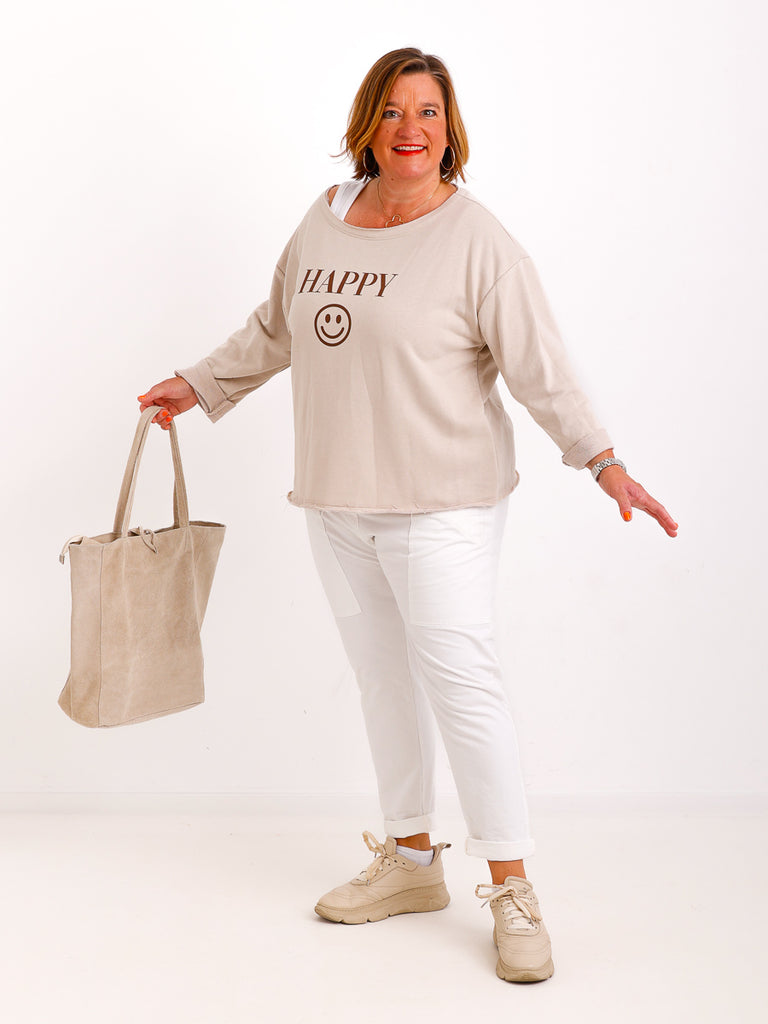 HAPPY Oversize Sweatshirt - beige